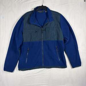 U.S. Life Men's Blue Full-Zip Fleece Jacket with Nylon Accent Panels Size XXL